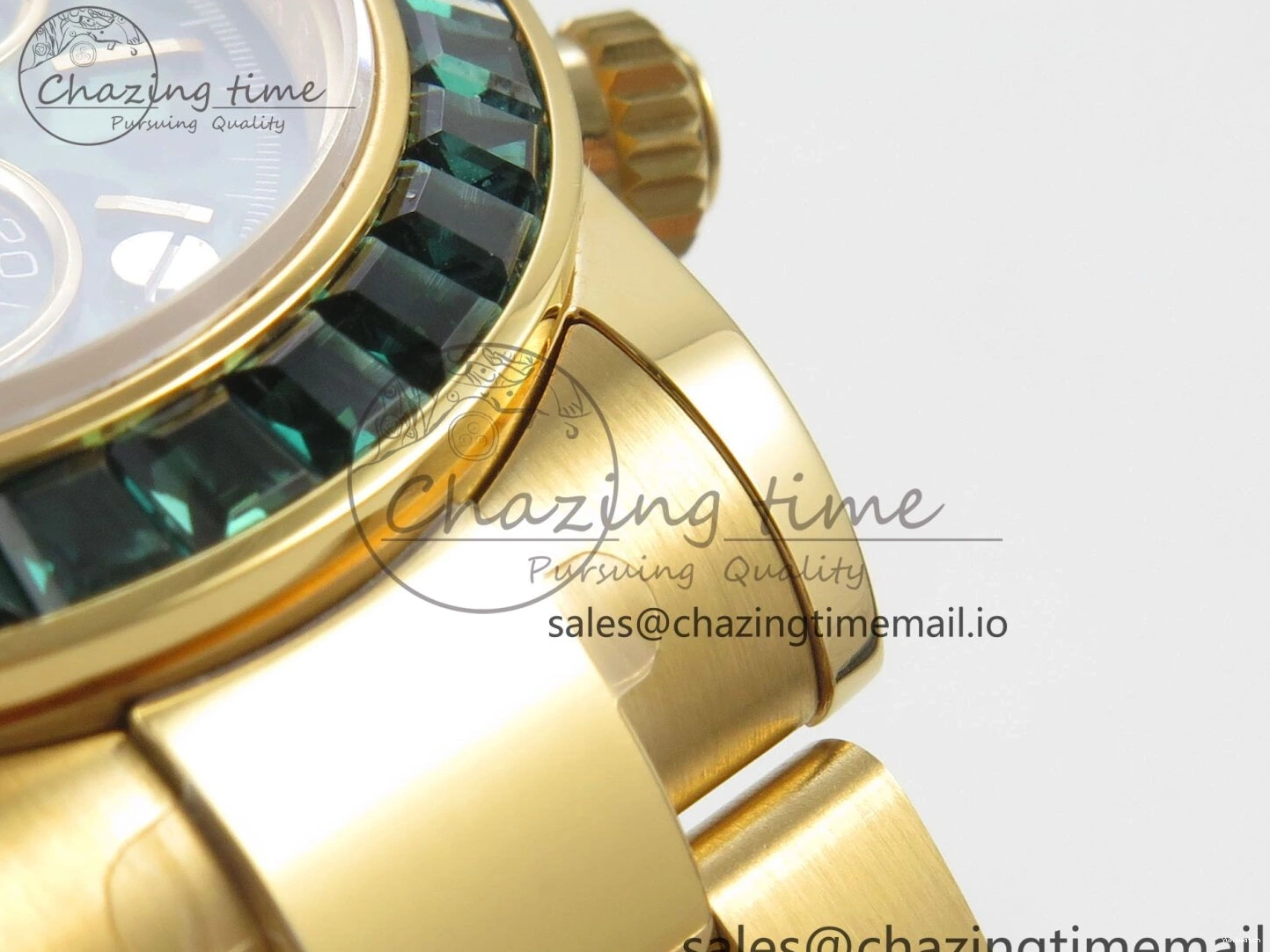 Bezel YG Crystals MPF SA4801 Skeleton Bracelet Custom 40mm Modded Green Dial Daytona on 0427